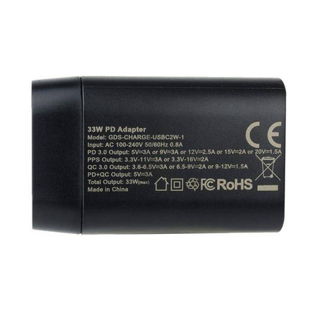 2-портовое настенное зарядное устройство GDS® Type-C и Type-A, 33 Вт — PD3.0 и PPS
