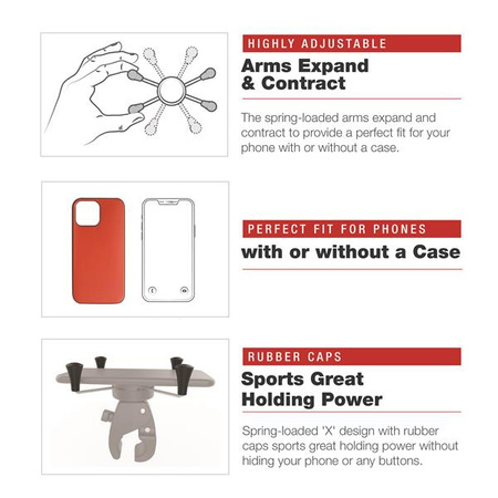 Большое крепление для телефона RAM® X-Grip® с низкопрофильным средним зажимом Tough-Claw™