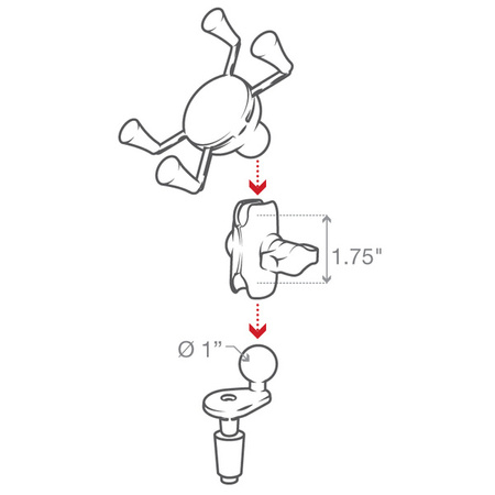 Держатель для телефона RAM® X-Grip® с основанием на выносе вилки мотоцикла