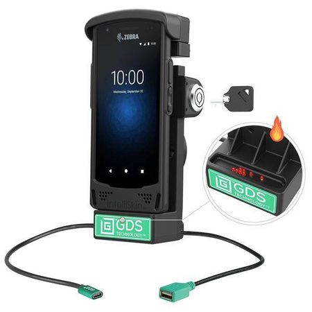 Док-станция с электроприводом и блокировкой GDS® + USB-A для Zebra EC50/55 — штифты с подогревом