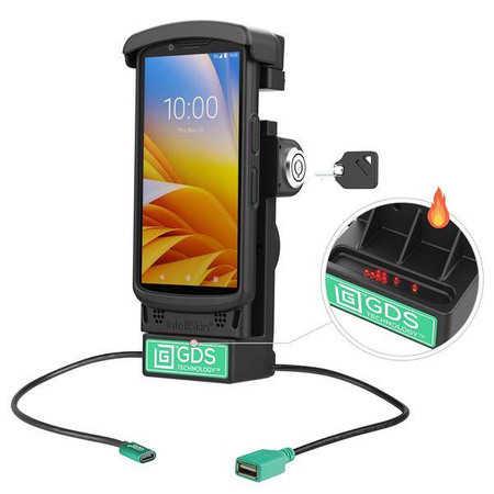 Док-станция с электроприводом и блокировкой GDS® + USB-A для Zebra TC2x и TC5x — контакты с подогревом