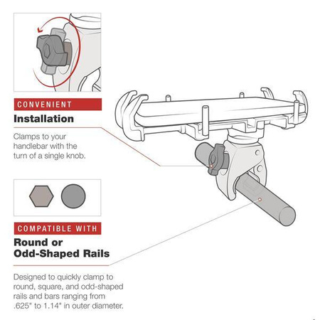 Крепление для телефона RAM® Quick-Grip™ XL с низкопрофильным зажимом Tough-Claw™