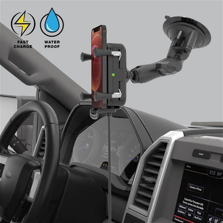 RAM® Tough-Charge™, 15 Вт, беспроводная зарядка, крепление на присоске