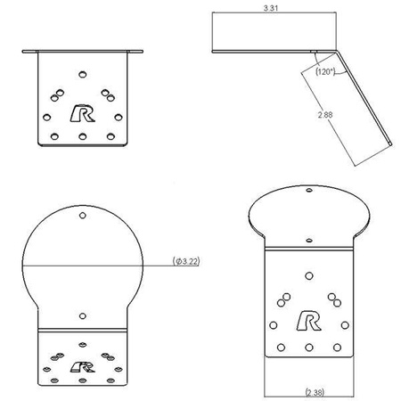 Угловая круглая переходная пластина RAM® для антенн XM и GPS