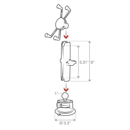 Большое крепление для телефона RAM® X-Grip® с присоской Twist-Lock™ — длинное