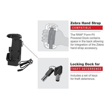 Док-станция с электроприводом RAM® с блокировкой ключей для Zebra TC73 и TC78