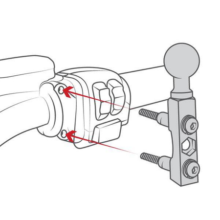 Хромированное крепление бачка тормоза/сцепления RAM® для мотоцикла с круглой пластиной