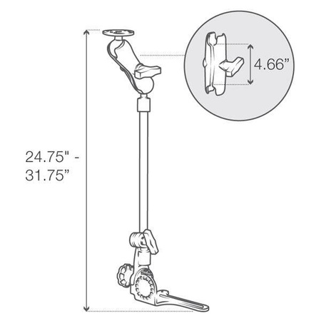 Автомобильное крепление RAM® Pod HD™ с 18-дюймовым алюминиевым стержнем и круглой пластиной
