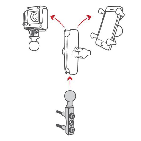 Хромированная шаровая опора бачка тормоза/сцепления RAM® для мотоцикла