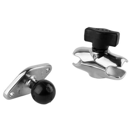 Хромированный кронштейн RAM® с двойной головкой и ромбовидной пластиной — короткий кронштейн