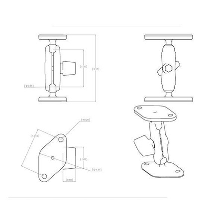 Крепление RAM® Double Ball Diamond Plate — размер средний