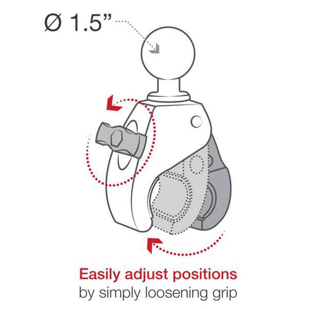 Маленькое зажимное крепление RAM® Tough-Claw™ с адаптером для круглой пластины — средний размер