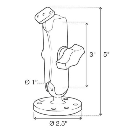 Крепление RAM® с двойным шариком и алмазной пластиной — средний размер