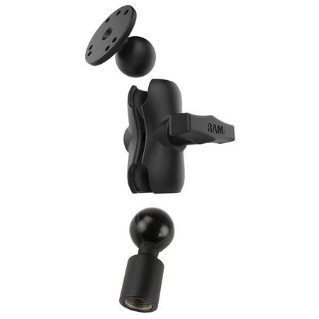 Короткое двойное шаровое крепление RAM® с круглой пластиной и резьбой 1/2 дюйма NPT