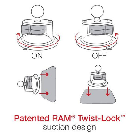 RAM® Latch-N-Lock™ с присоской RAM® Twist-Lock™ для iPad поколений 1–2