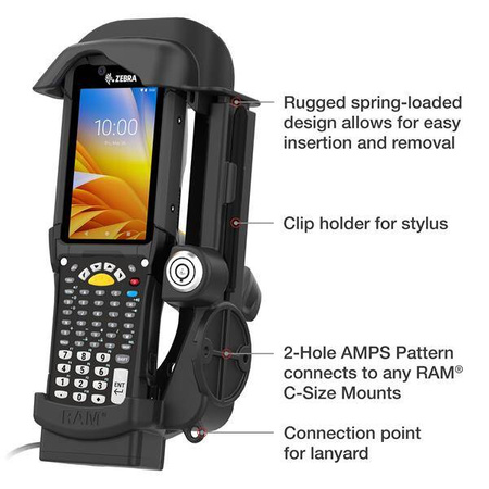 Док-станция с электроприводом RAM® для Zebra MC9400 и MC9300 — штыри с подогревом