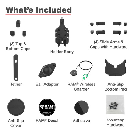 RAM® Quick-Grip™ Pro с мячом и беспроводным зарядным устройством Qi2 15 Вт