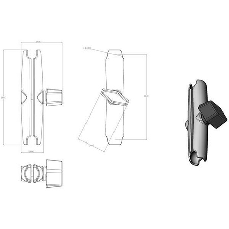 Кронштейн с двойной розеткой RAM® — размер большой длины