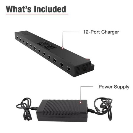 Настенное зарядное устройство GDS® 12-Port 300W USB-C + RJ45 Power Delivery