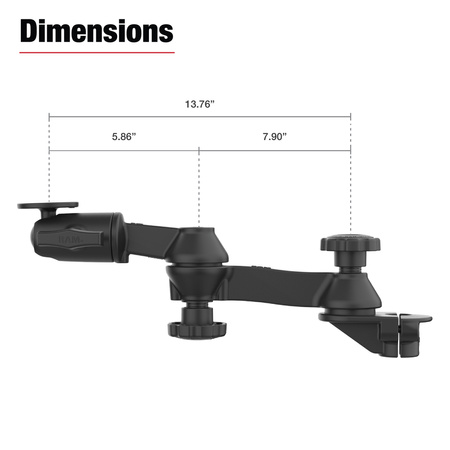 RAM® 90-градусное двойное шарнирное крепление с шаром для Tough-Bar™