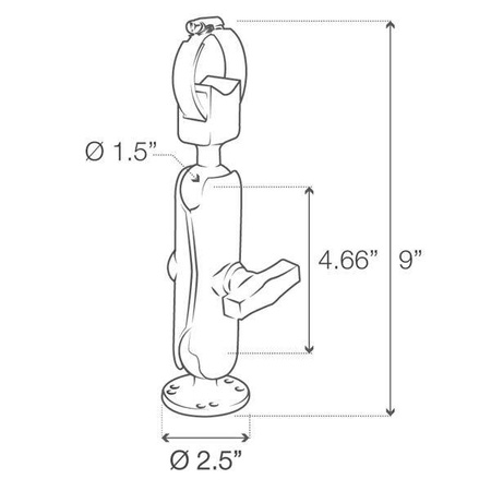 Стабилизатор троллингового двигателя RAM® с хомутом для шланга — средний