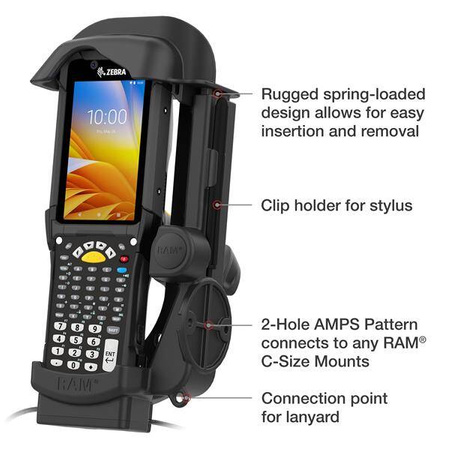 Док-станция с питанием от RAM® + один порт USB-A для Zebra MC9400 и MC9300