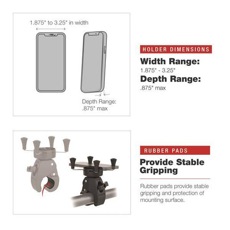 Крепление для телефона RAM® X-Grip® с низкопрофильным средним зажимом Tough-Claw™